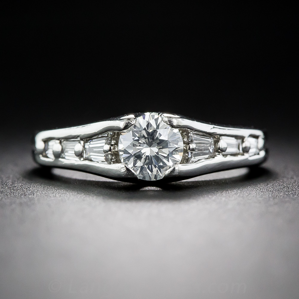 Estate Diamond Engagement Ring 14K White Gold .38ct G/I1