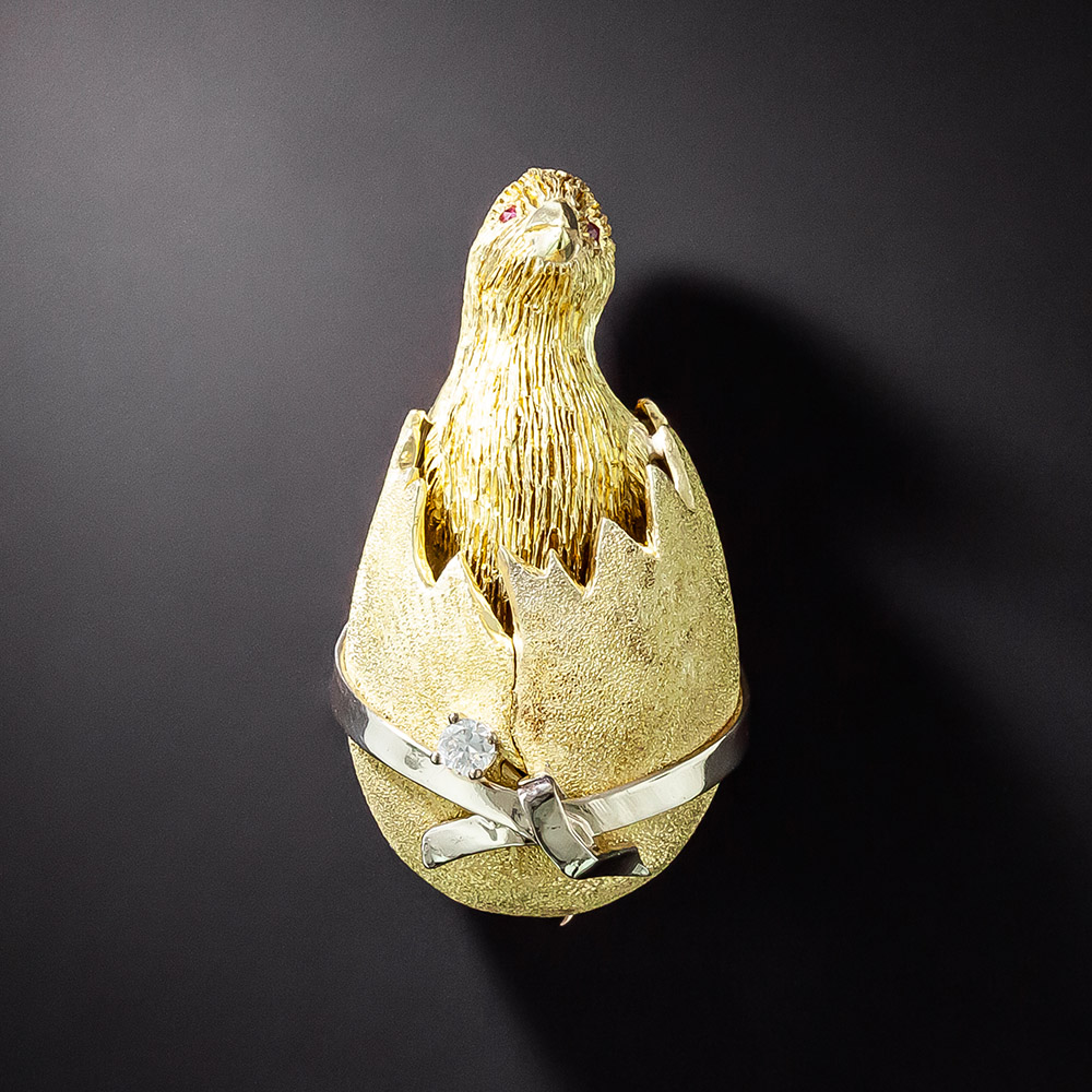 Hatching Baby Chick Brooch By Maurice Guyot