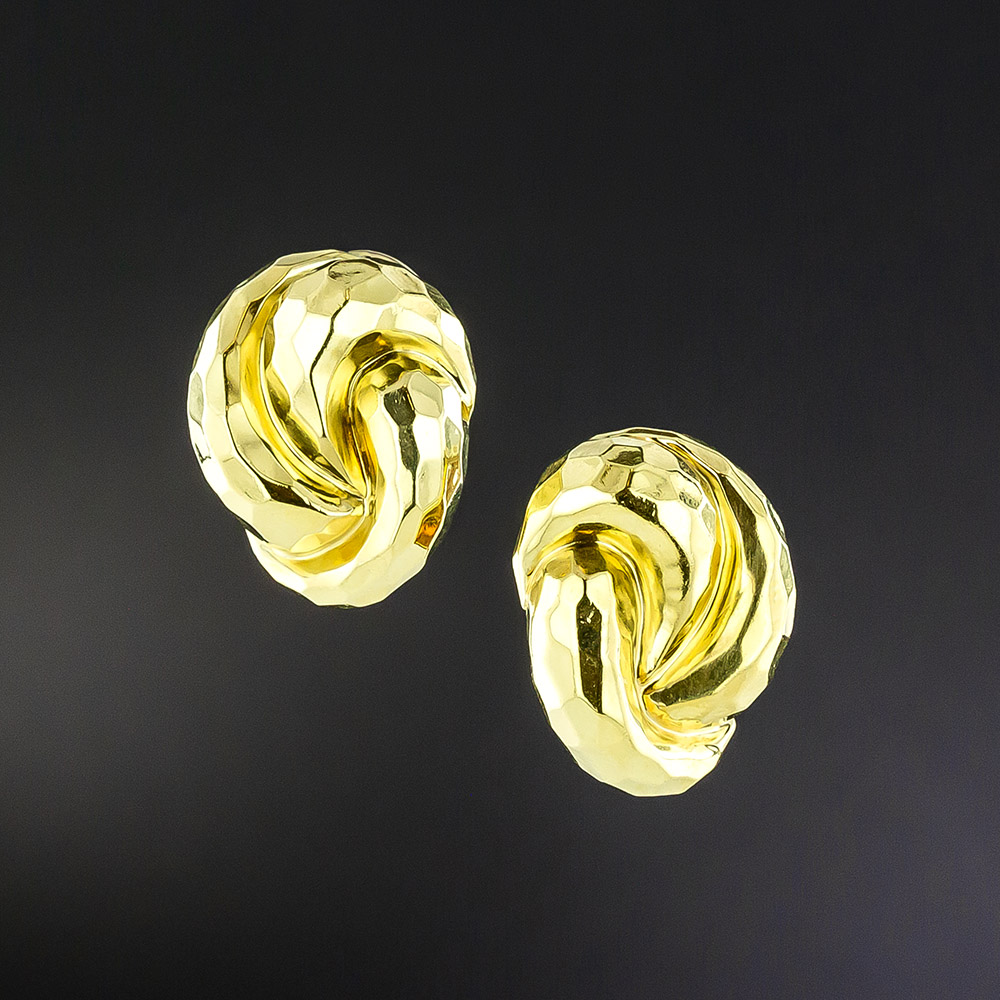 Henry Dunay Hammered Knot Clip Earrings