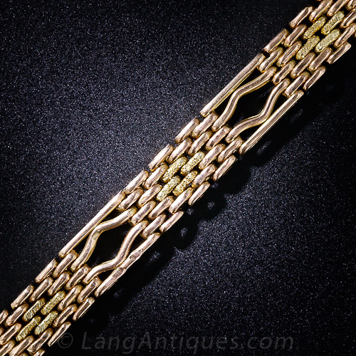 Imperial Russian Rose and Yellow Gold Gate Link Bracelet