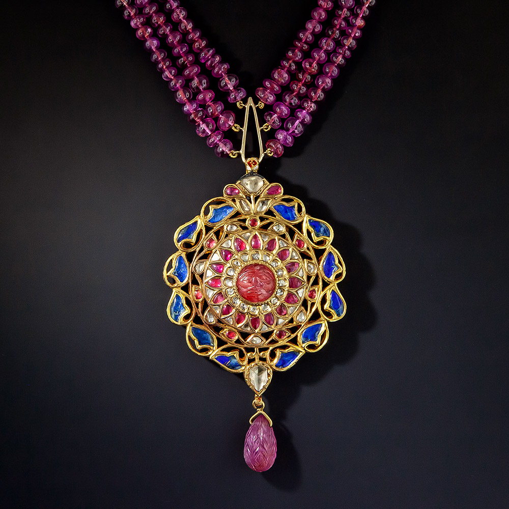 Indian Mogul-Style Ruby Bead Necklace