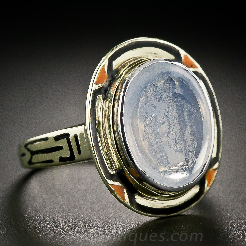 Bonhams : A Roman iron and carnelian intaglio ring with Mars