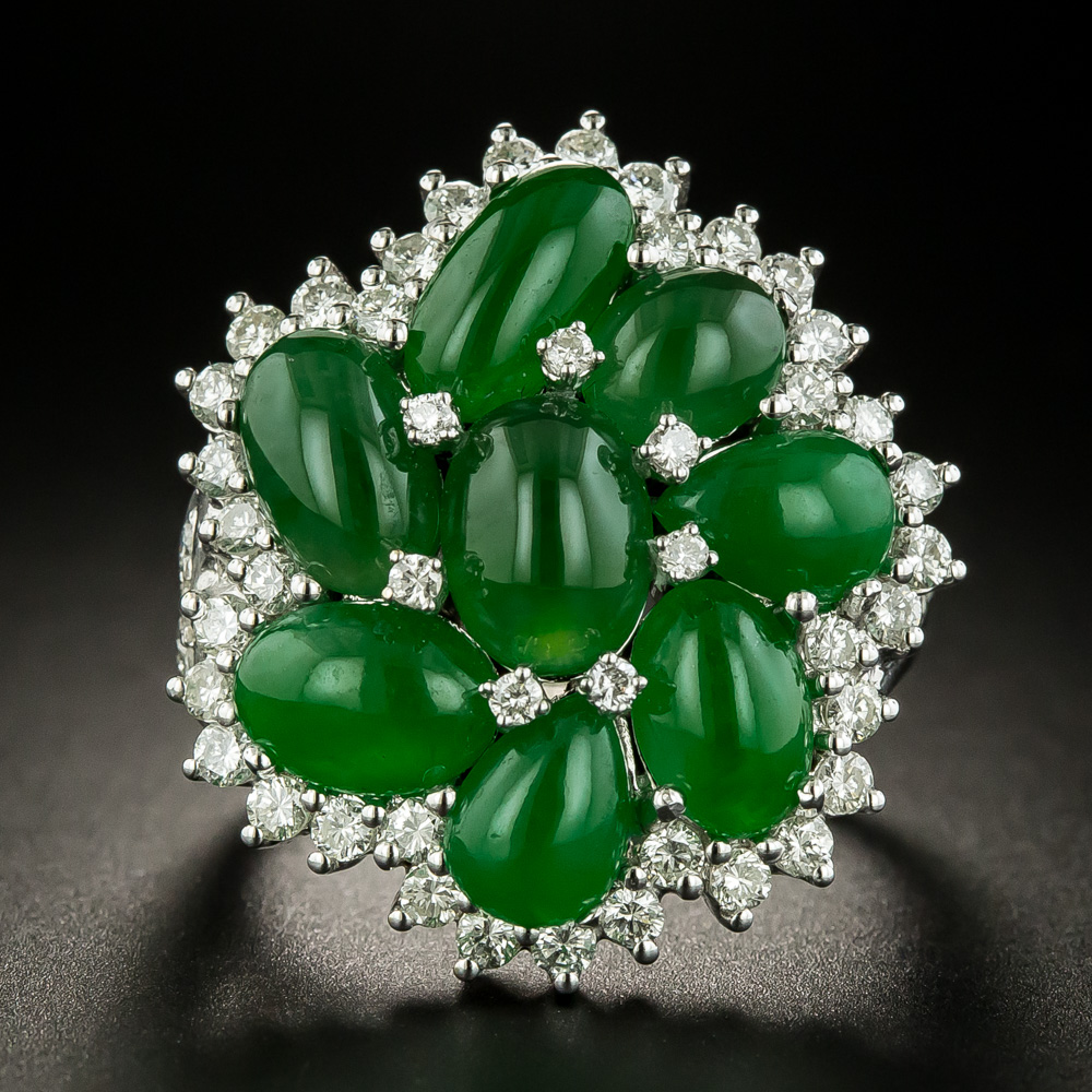 Jade Swirl Cluster Ring