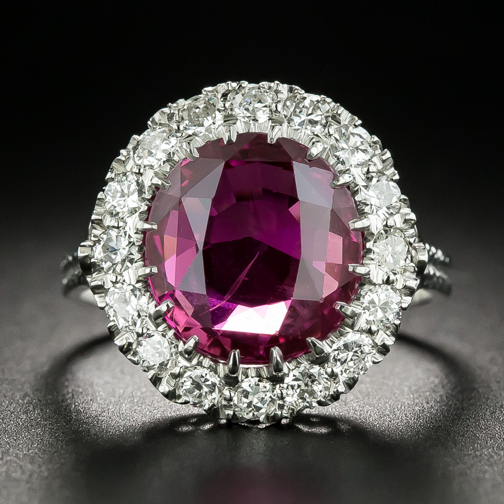 Lang Collection 4.88 Carat No-Heat Pink Sapphire and Diamond Ring