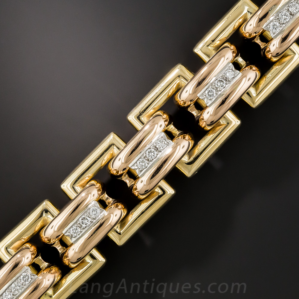 Large 18K Gold and Diamond Bracelet
