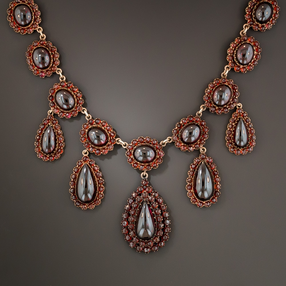 Large Bohemian Style Garnet Necklace