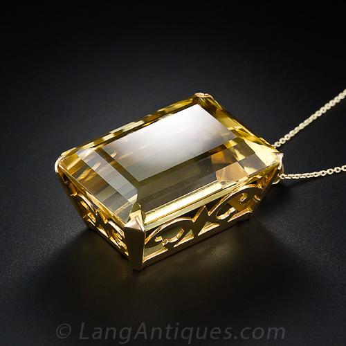 Popular large citrine on the chain, citrine stone