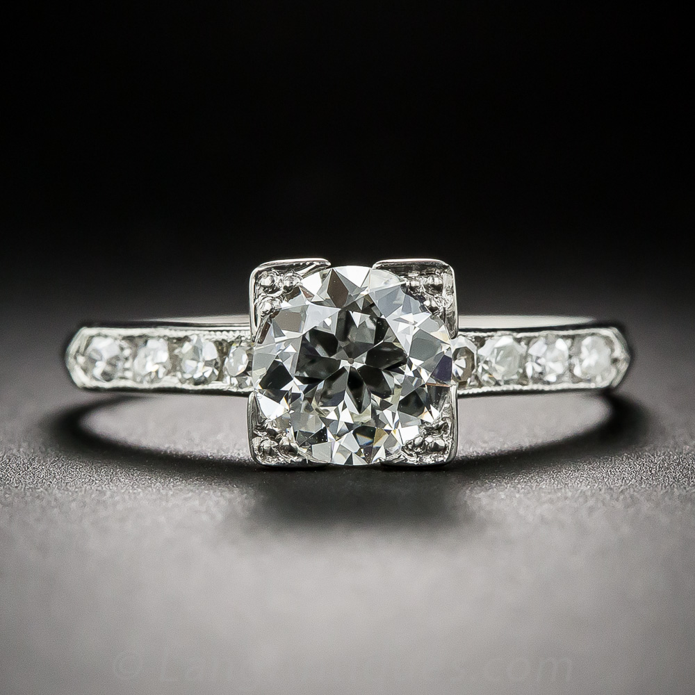 Late Art Deco 1.13 Carat Diamond Engagement Ring