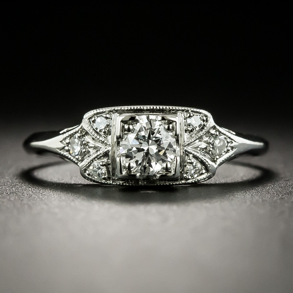 Late Art Deco 24 Carat Diamond Engagement Ring   Late Art Deco 24 Carat Diamond Engagement Ring 5 10 1 12902 