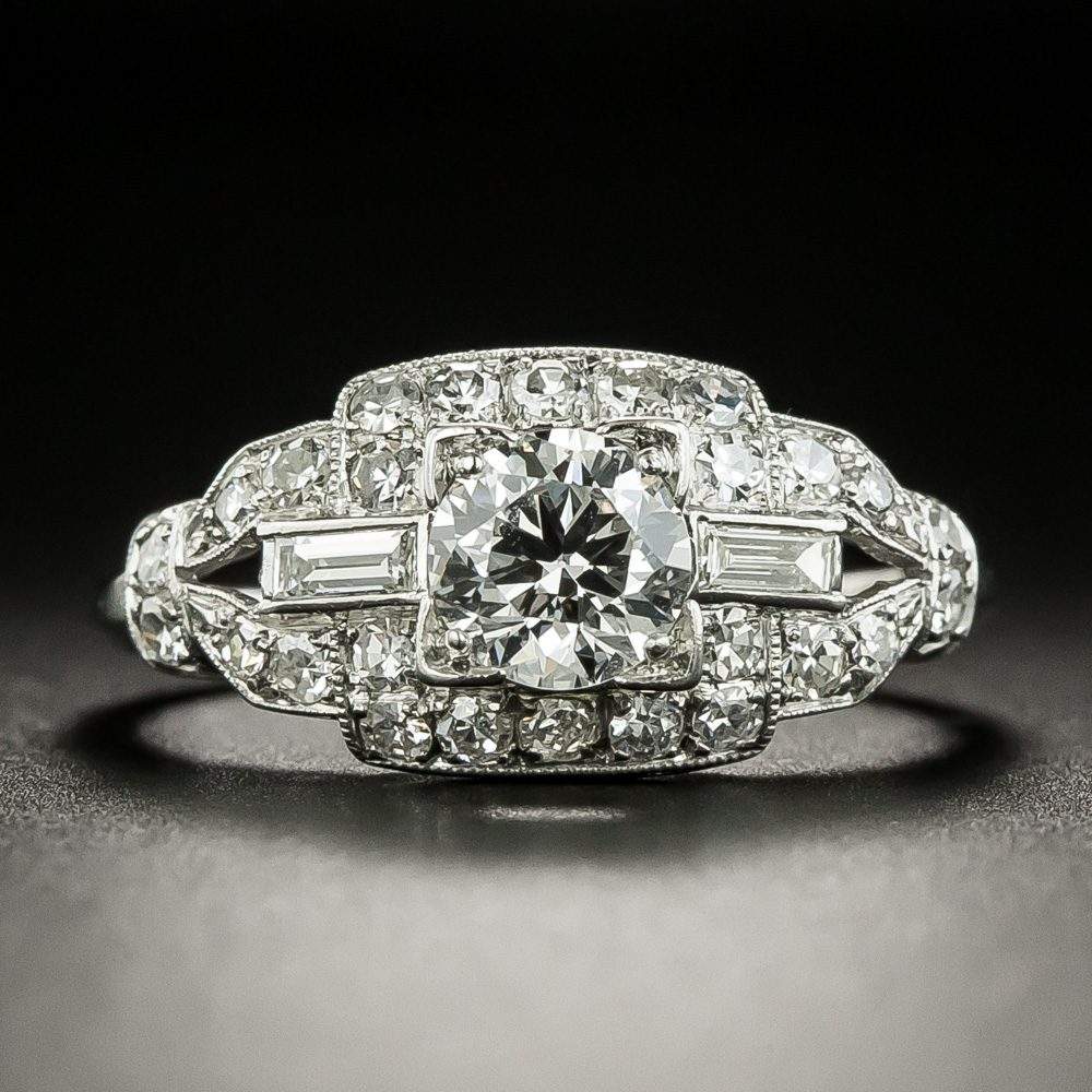 Late Art Deco .57 Carat Diamond Engagement Ring