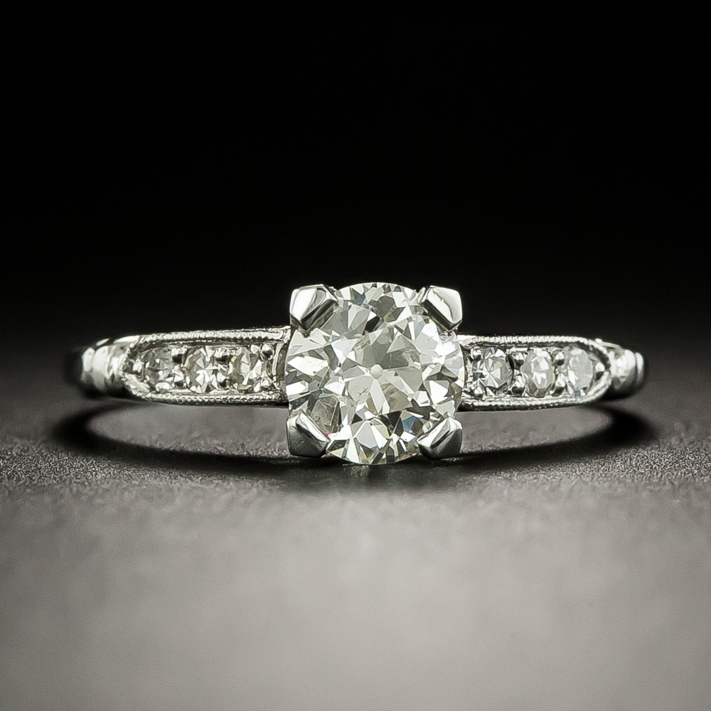 Late-Art Deco .62 Carat Diamond Engagement Ring