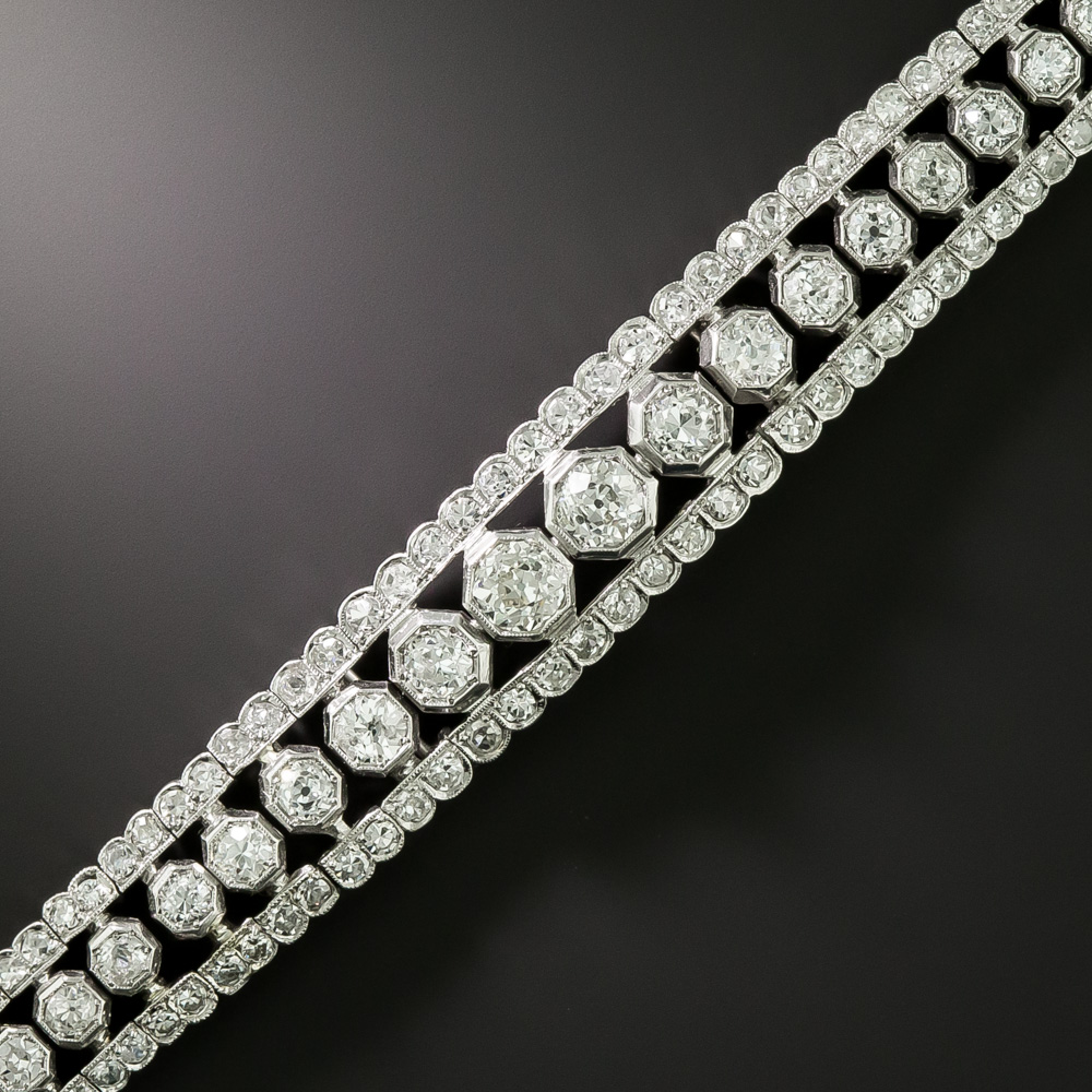 Late-Art Deco Diamond Honeycomb Bracelet