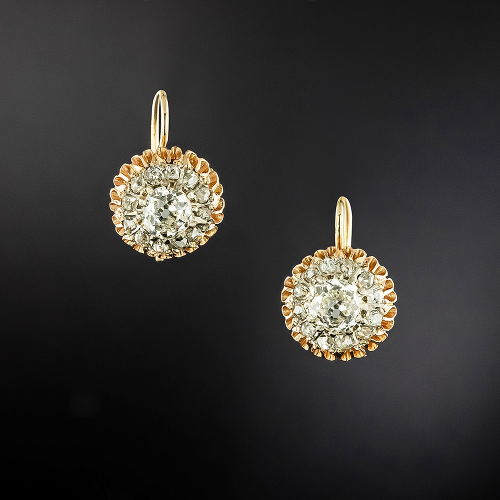 Late-Victorian Diamond Cluster Earrings