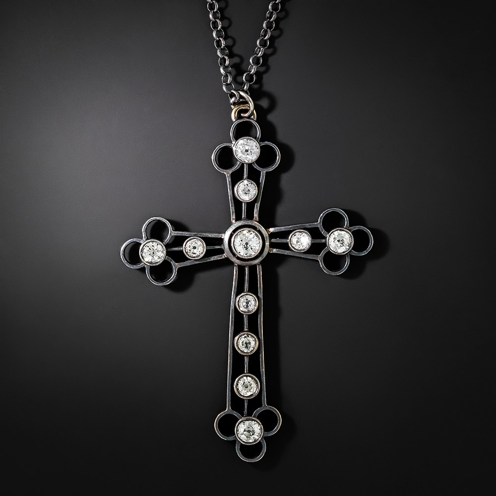 Black Diamond Grid Cross Necklace – Patcharavipa
