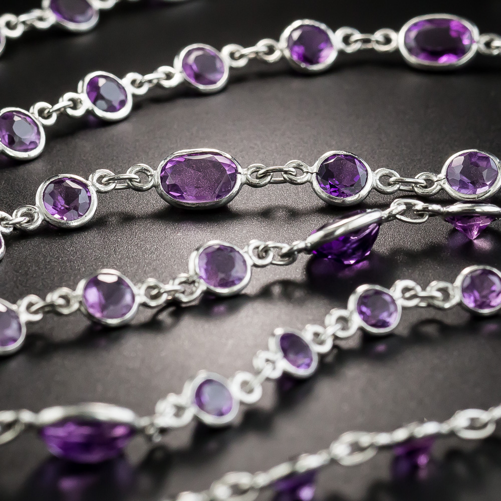 Long 49 Inch Amethyst Chain Necklace