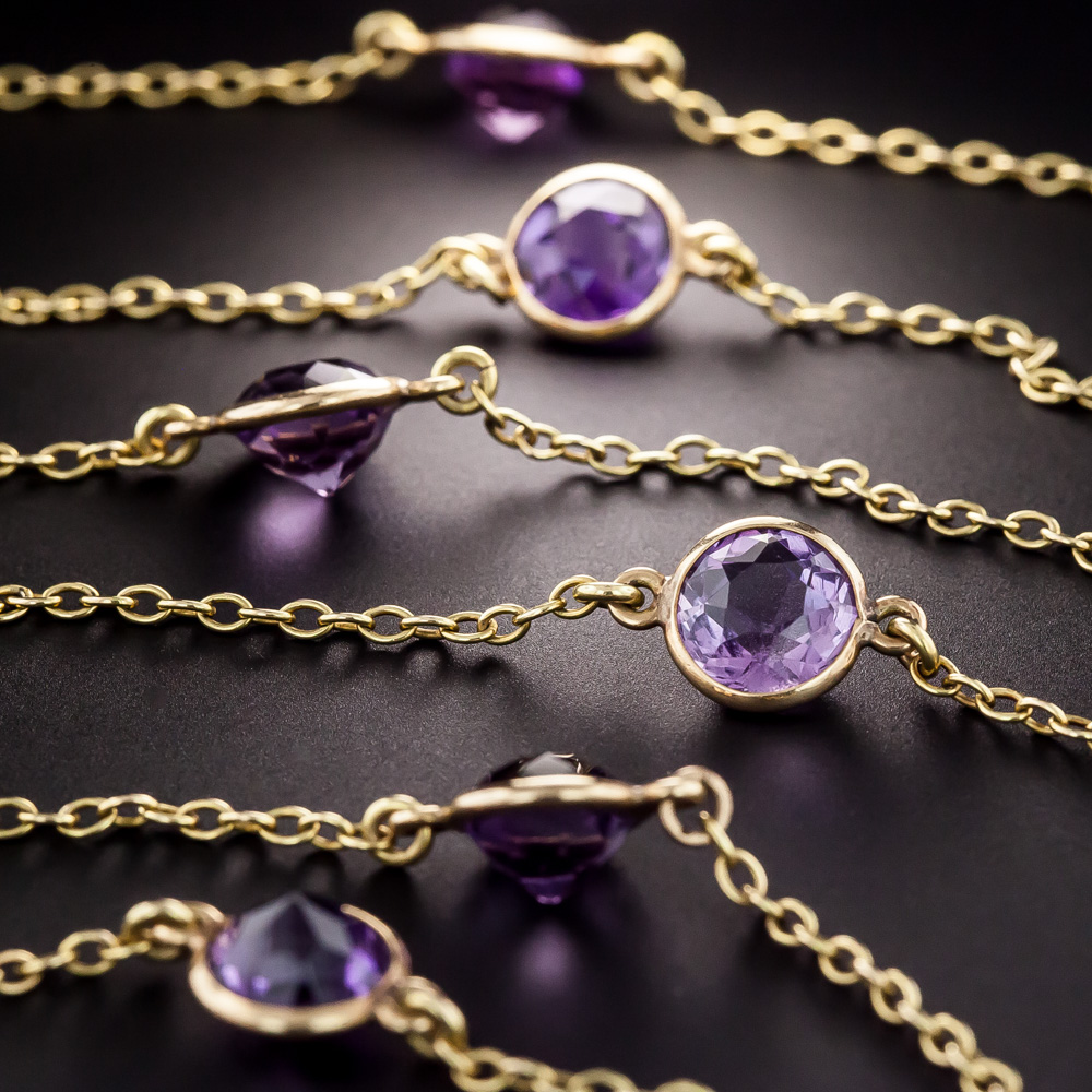 Long Vintage Amethyst Chain