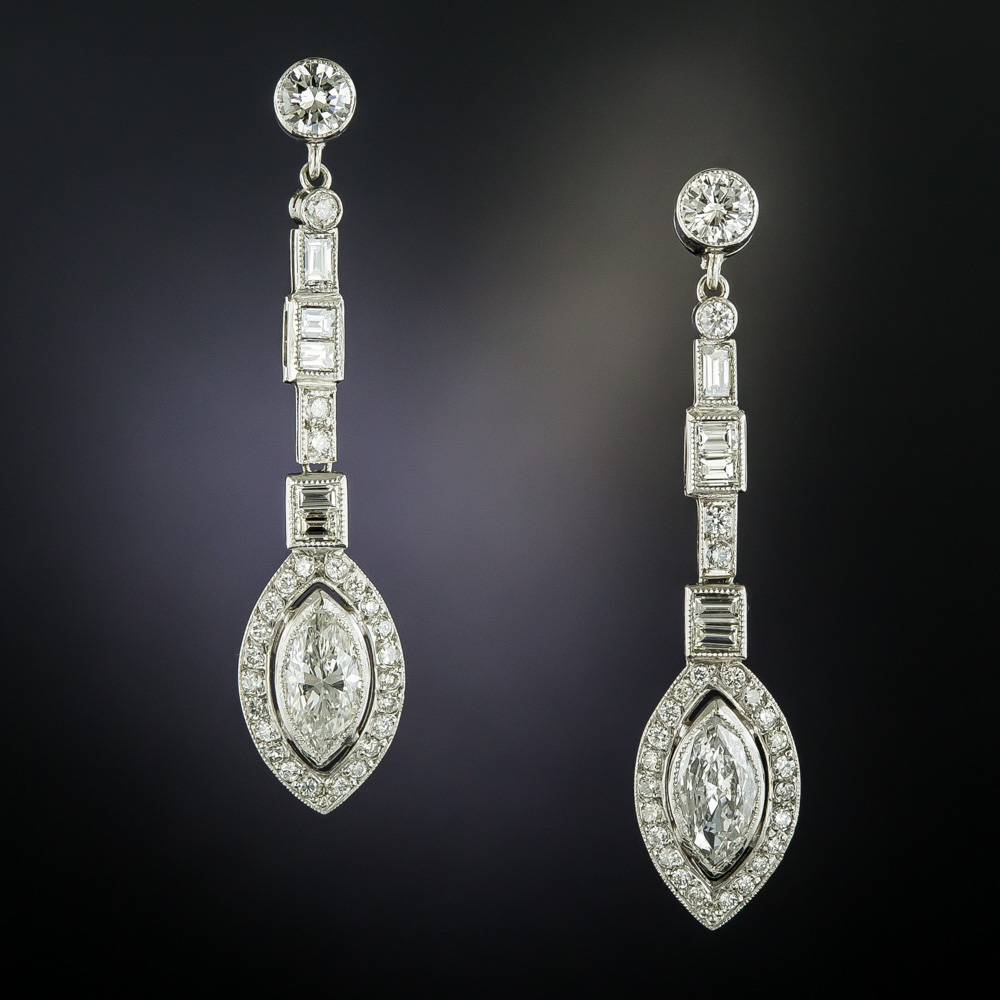 Marquise Diamond Drop Earrings