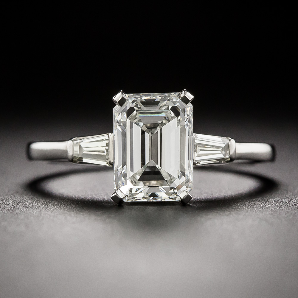 Mid-Century 1.83 Carat Emerald-Cut Diamond Engagement Ring - GIA F VVS2