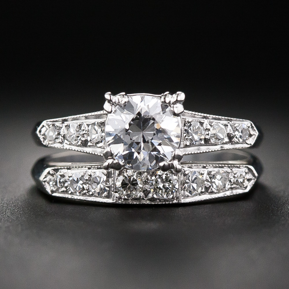 Mid-Century .80 Carat Diamond Engagement Set