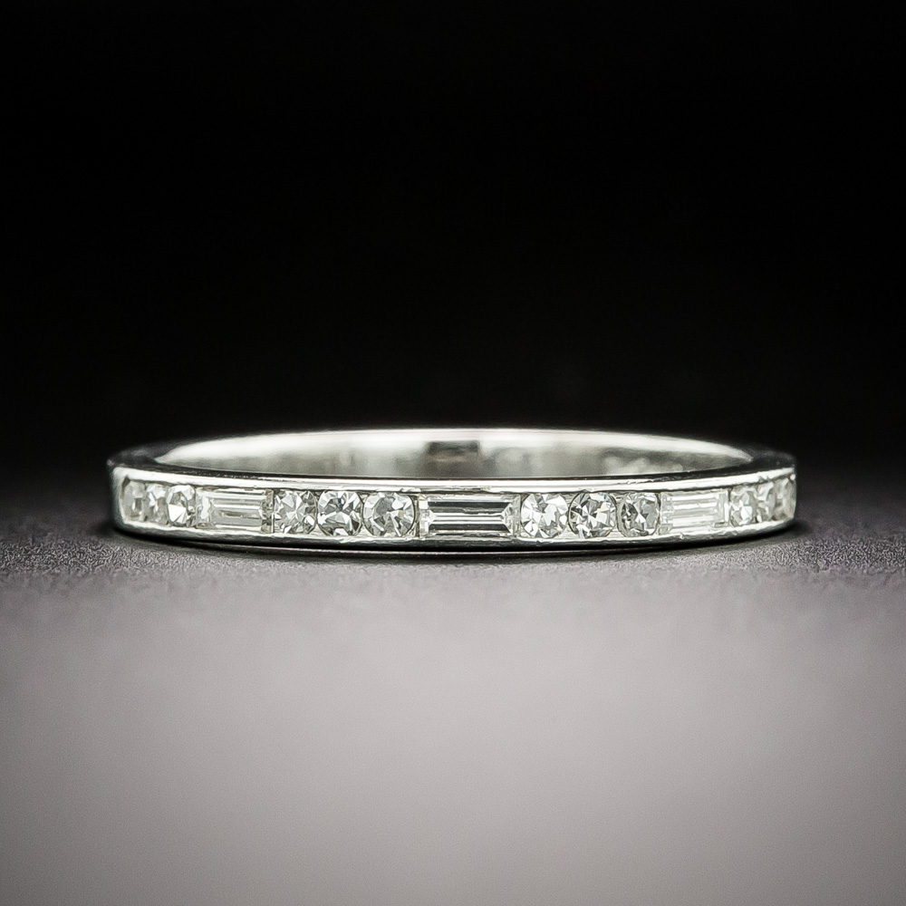 Mid-Century Baguette and Round Diamond Wedding Band by Hartzberg - What ...