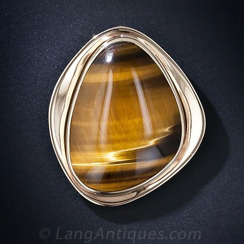 超希少!!VTG NAVAJO 1940's GOLD ON STERLING SILVER TIGERS EYE