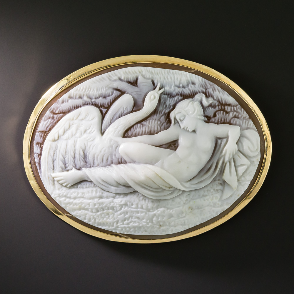 MidCentury Leda and the Swan Cameo Brooch Archive