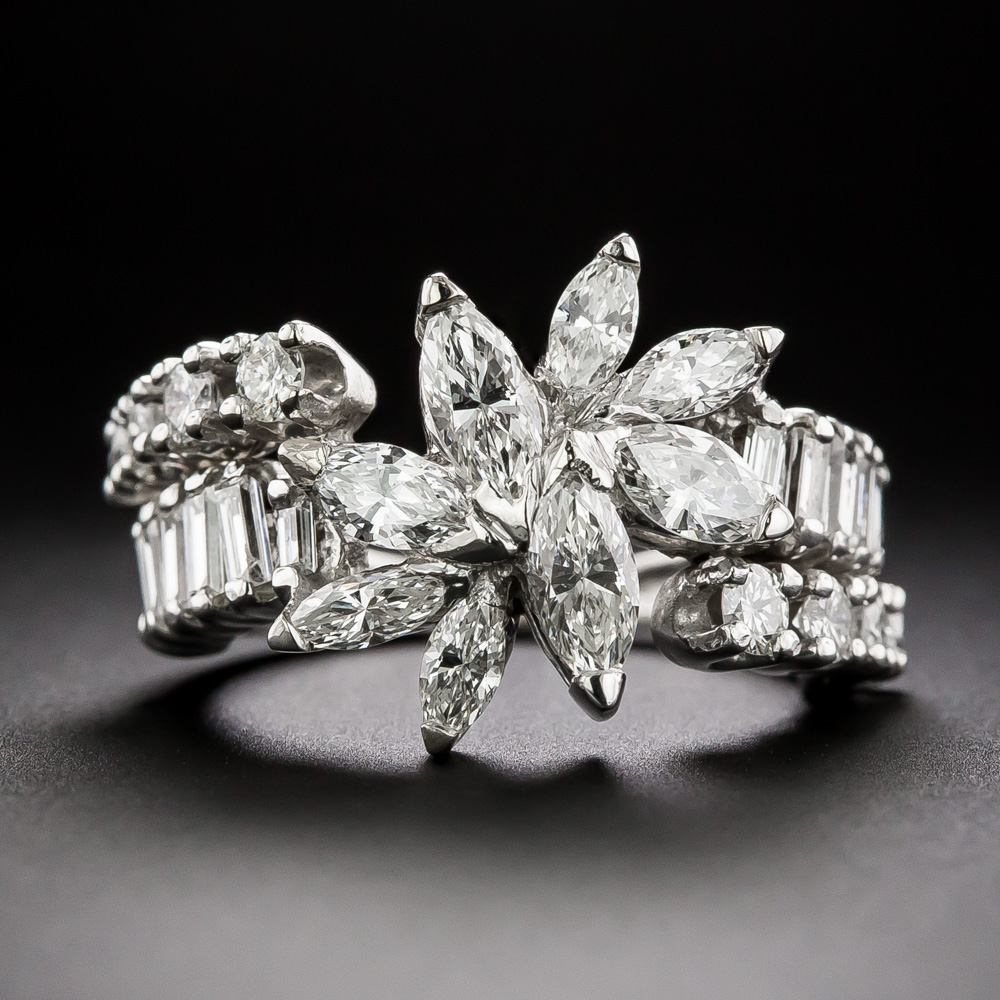 Marquise and baguette on sale diamond ring