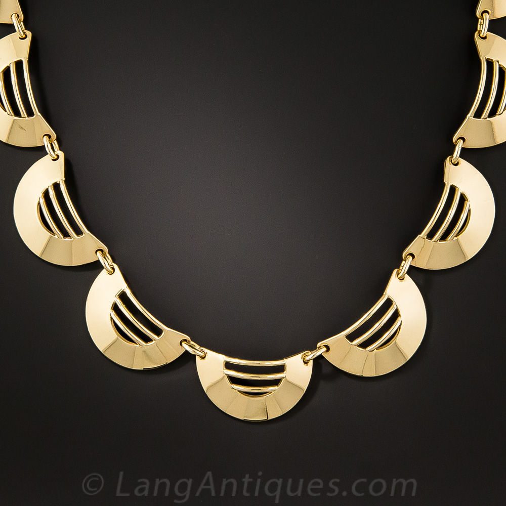 Mid Century Modern Gold Necklace 