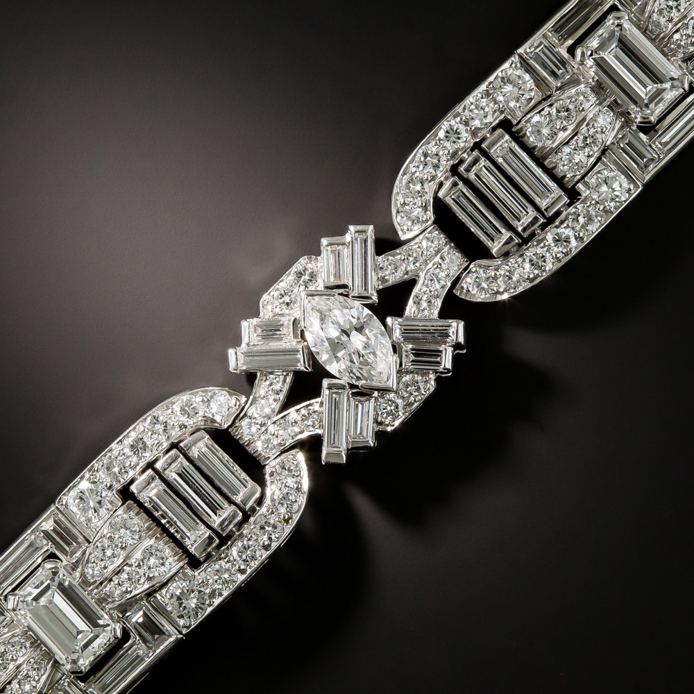 Mid-Century Modern Platinum Diamond Bracelet