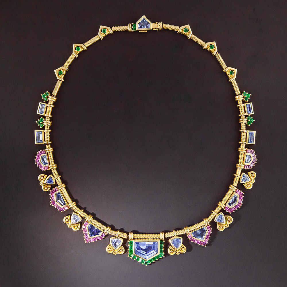 Multi sapphire necklace clearance