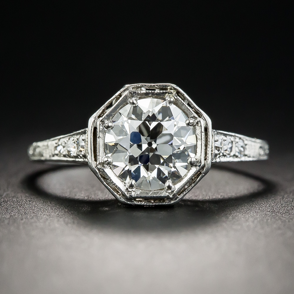 Neoclassical 1.39 Carat European Diamond Platinum Solitaire Engagement ...