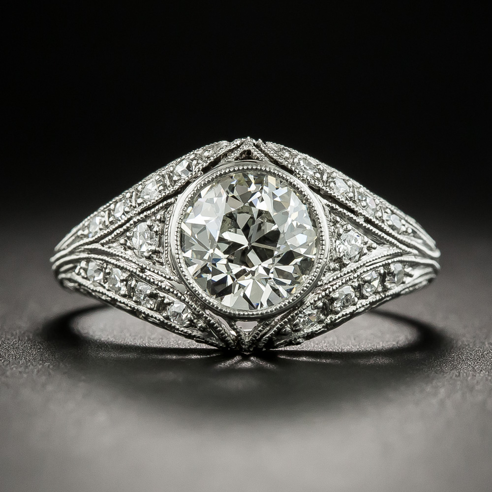 Neoclassical 1.48 Carat Diamond Platinum Engagement Ring - GIA K SI1