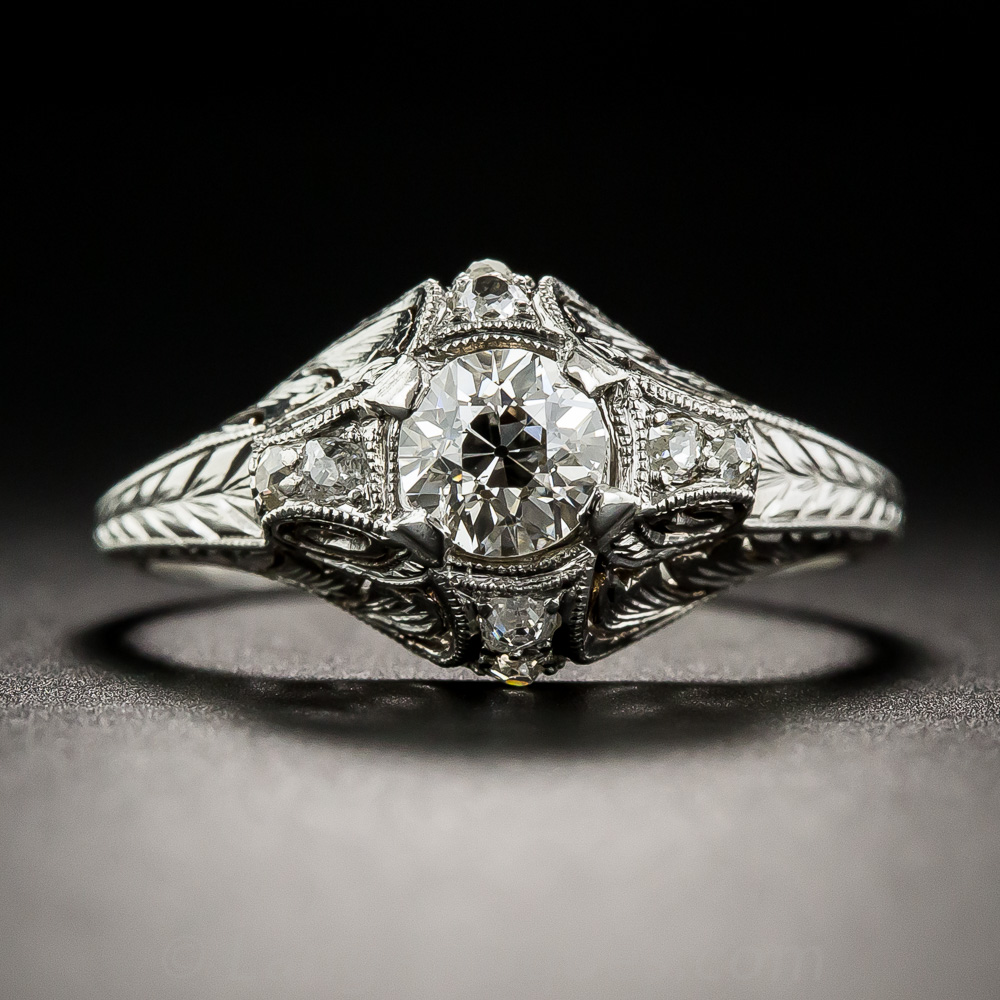 Neoclassical .60 Carat Diamond Art Deco Engagement Ring