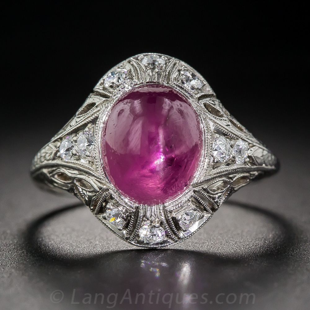 No-Heat Burmese Star Ruby and Diamond Ring