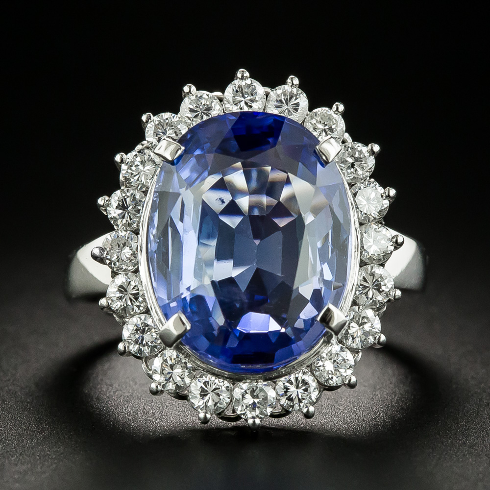 No-Heat Ceylon Color-Change 11.80 Carat Sapphire and Diamond Ring - GIA