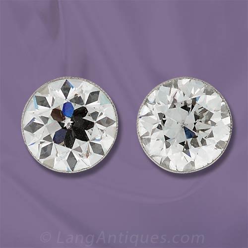 Old european cut hot sale diamond stud earrings