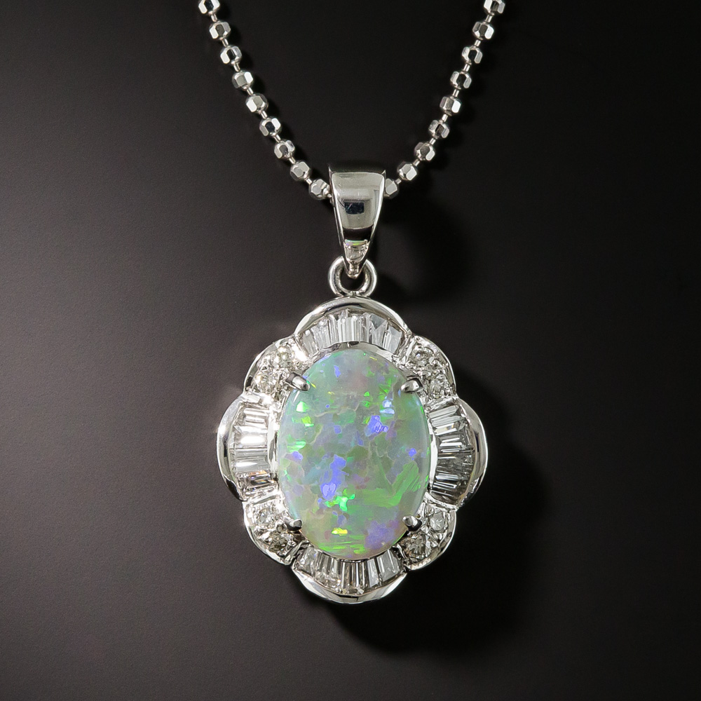 Opal Diamond Drop Necklace