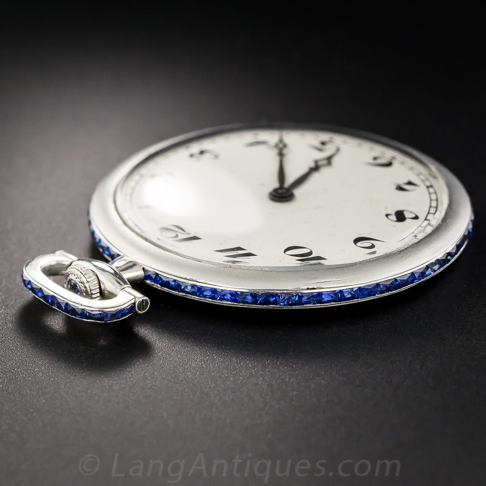 Art Deco Platinum Pocket Watch with Sapphires