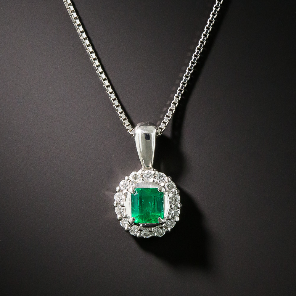 Petite .33 Carat Emerald and Diamond Drop