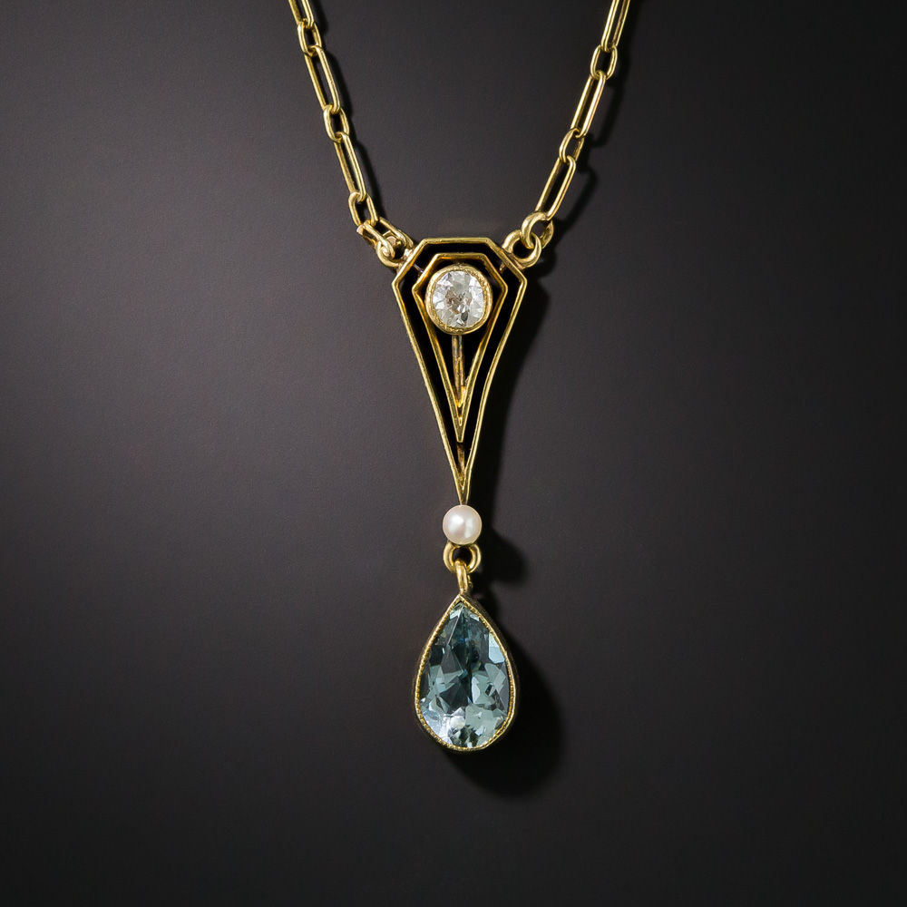 Petite Arts & Crafts Aquamarine Necklace