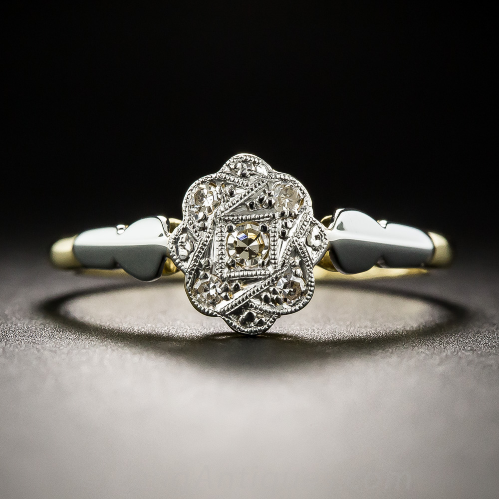 Petite English Edwardian Diamond Cluster Ring