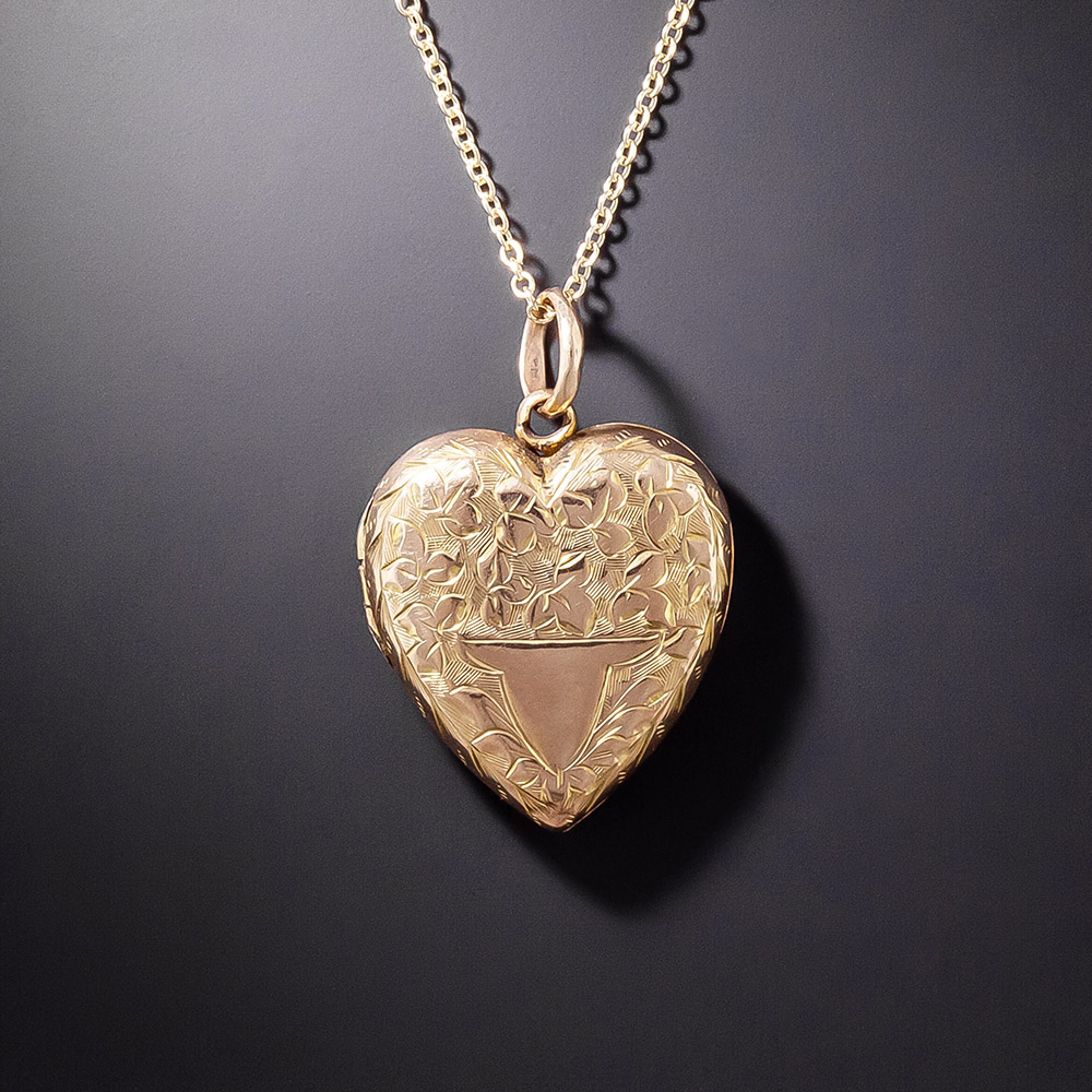Petite English Engraved Heart Locket c.1909