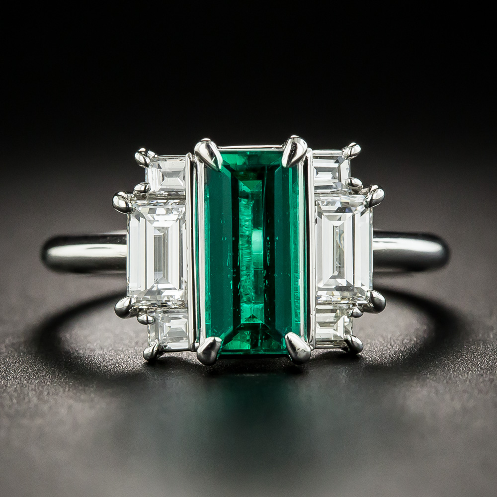 Emerald Three Stone Setting | Custom Lab Diamond Engagement Ring