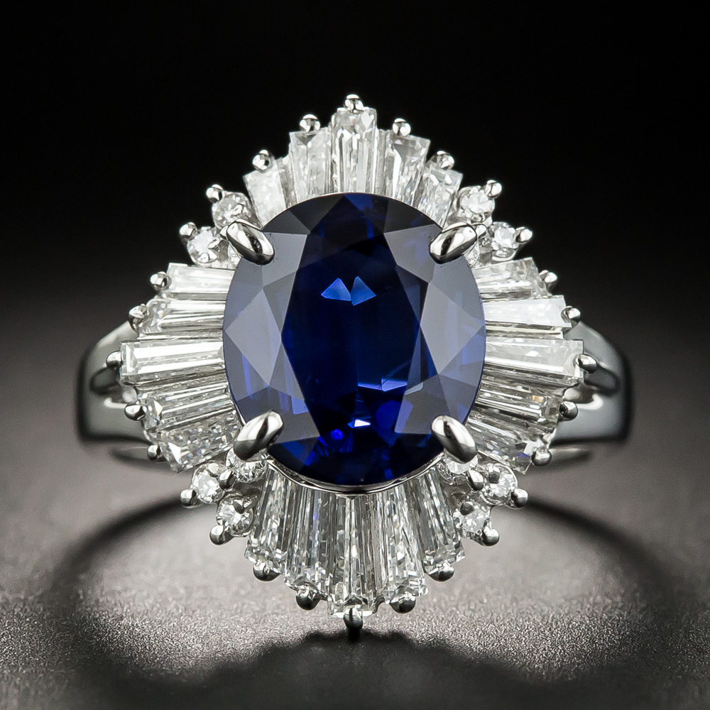 Platinum 2.62 Carat No-Heat Sapphire Diamond Ring