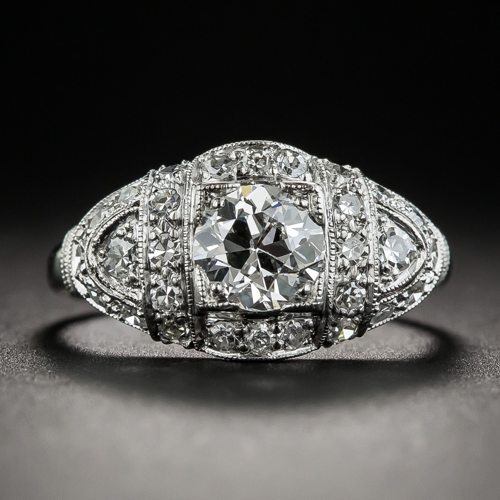 Platinum 68 Carat Art Deco Diamond Engagement Ring