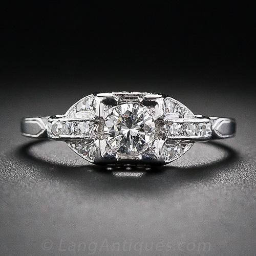 Platinum and Diamond Art Deco Engagement Ring