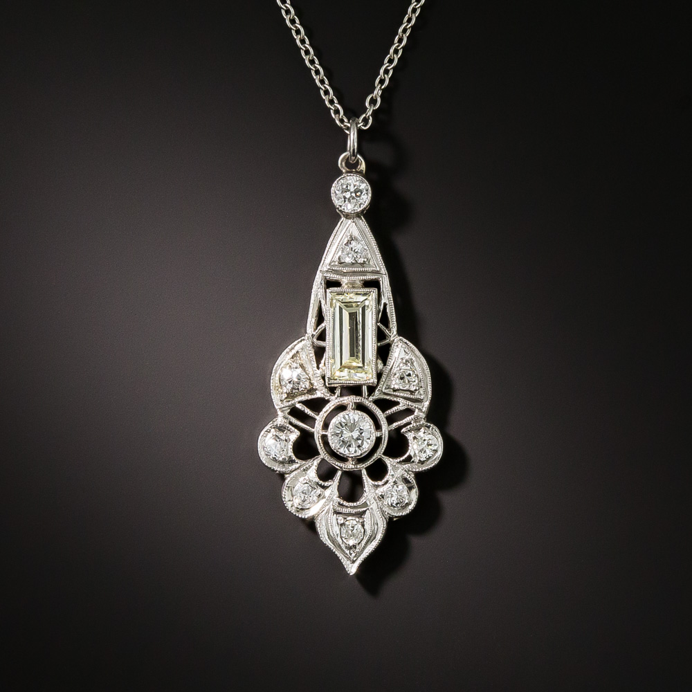 Edwardian Style Diamond Pendant Necklace