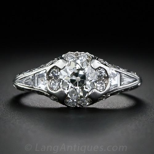 Platinum Diamond Art Deco Engagement Ring