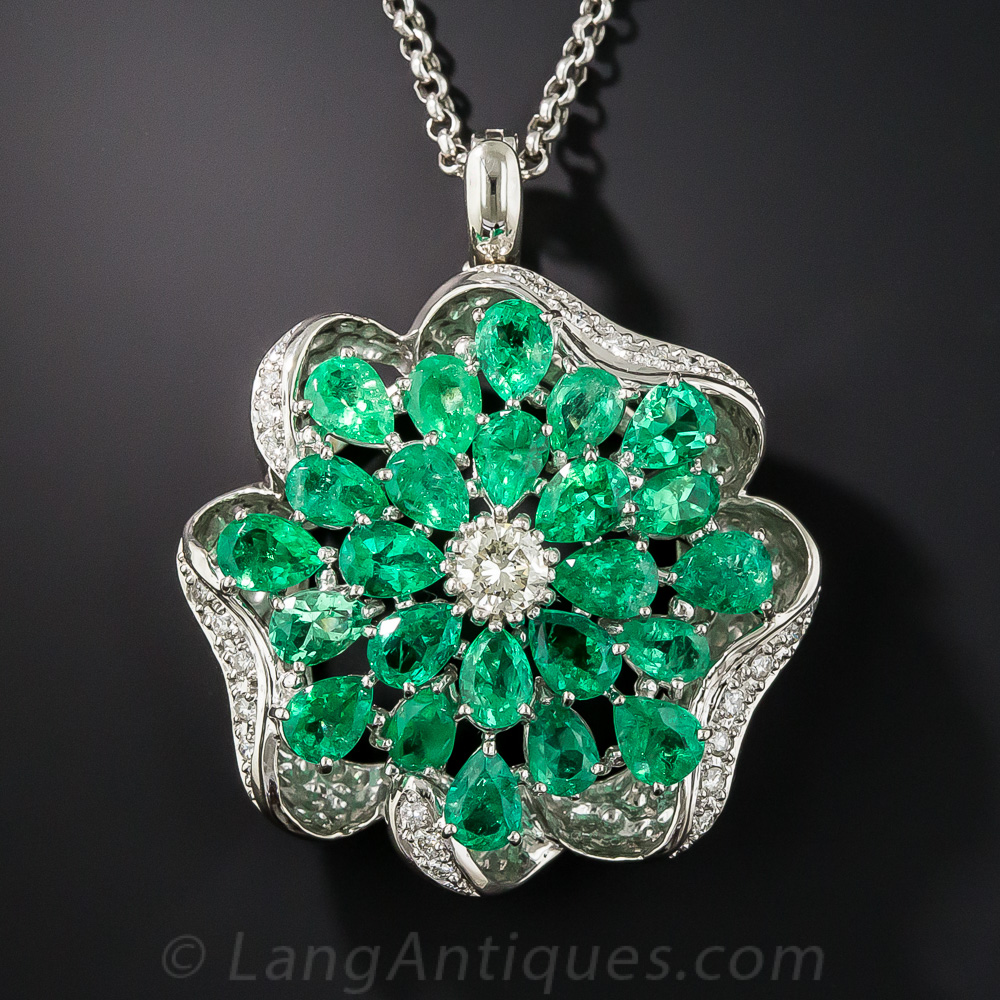 Platinum and emerald on sale necklace