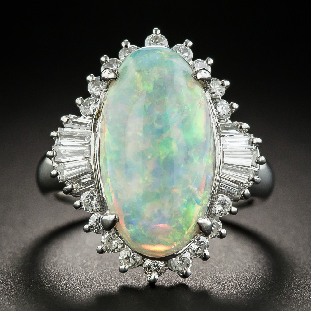 Platinum Opal Diamond Cocktail Ring